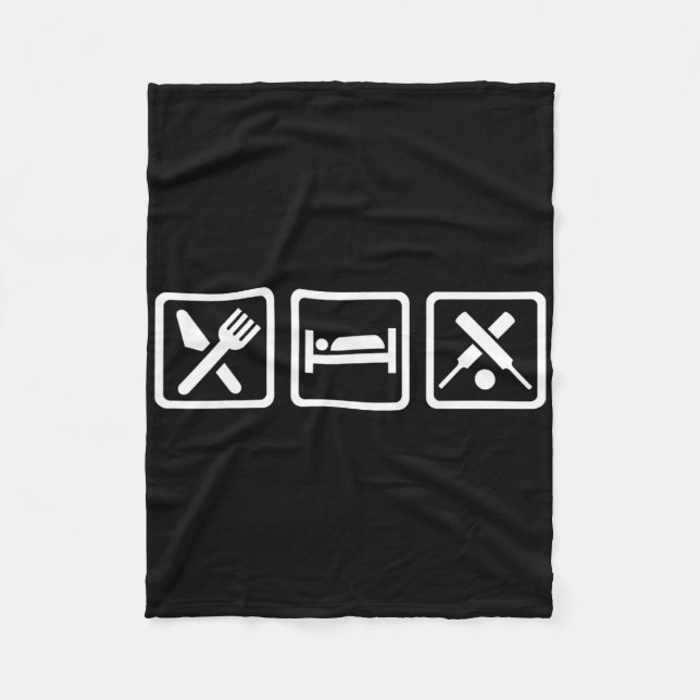 Eat Sleep Cricket  Fleece Blanket (Front)