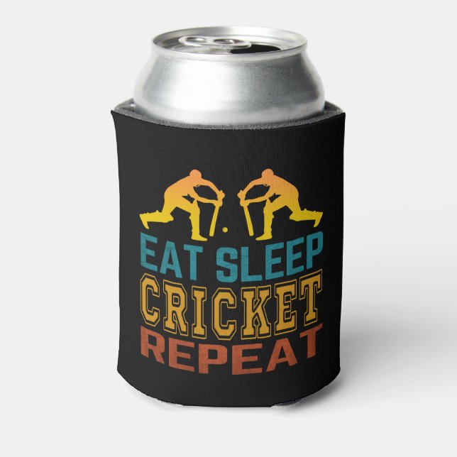 Eat Sleep Cricket Repeat Can Cooler (Can Back)