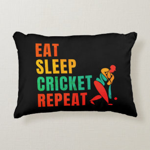 EAT SLEEP CRICKET REPEAT- CRICKET LOVER DECORATIVE CUSHION