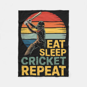 Eat Sleep Cricket Repeat Cricket Quote  Fleece Blanket