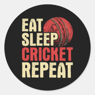 Eat Sleep Cricket Repeat - Cricketer T Ll Game Bow Classic Round Sticker