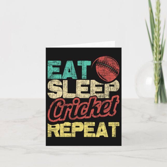 Eat Sleep Cricket Repeat - Cricketer Tsman Tting B Card (Front)