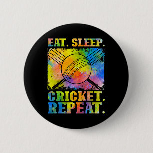Eat Sleep Cricket Repeat Field Sports Cricketer Pl 6 Cm Round Badge
