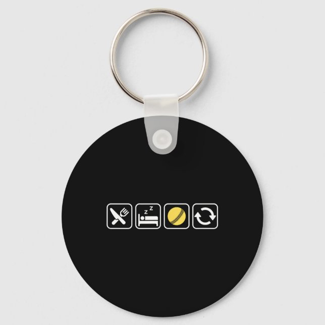 Eat Sleep Cricket Repeat For Cricket Sporting Love Key Ring (Front)