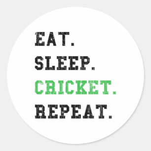 Eat Sleep Cricket Repeat Funny Graphic For Player  Classic Round Sticker