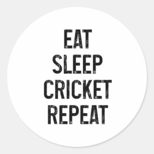 Eat Sleep Cricket Repeat Funny Vintage Cricket Pla Classic Round Sticker