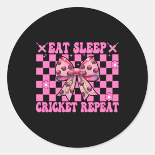 Eat Sleep Cricket Repeat Girl Mom Mothers Day Coqu Classic Round Sticker