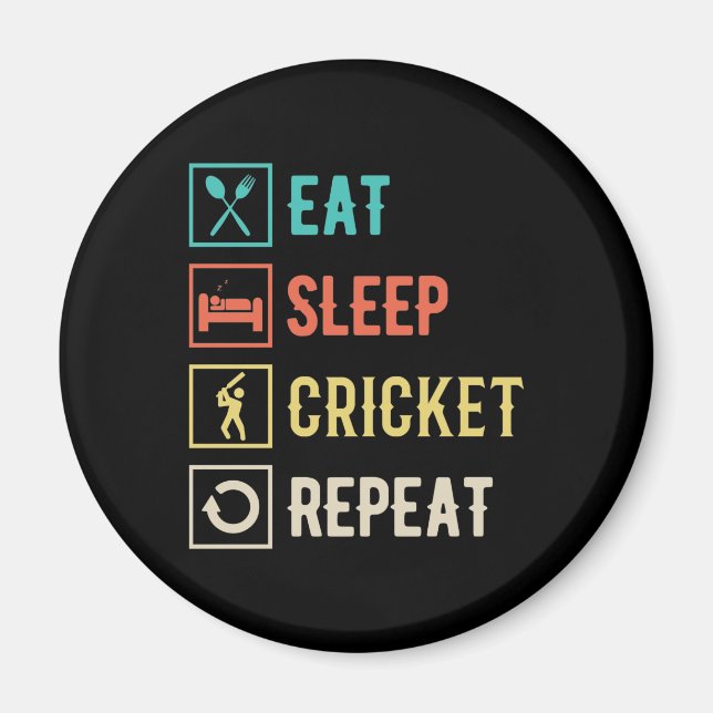 Eat Sleep Cricket Repeat Magnet (Front)