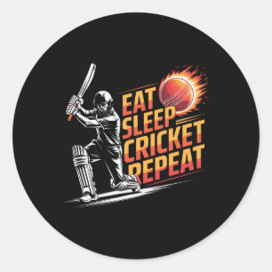 Eat Sleep Cricket Repeat Sports Lover Cricket Fan Classic Round Sticker