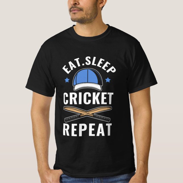 Eat Sleep Cricket Repeat T-Shirt (Front)