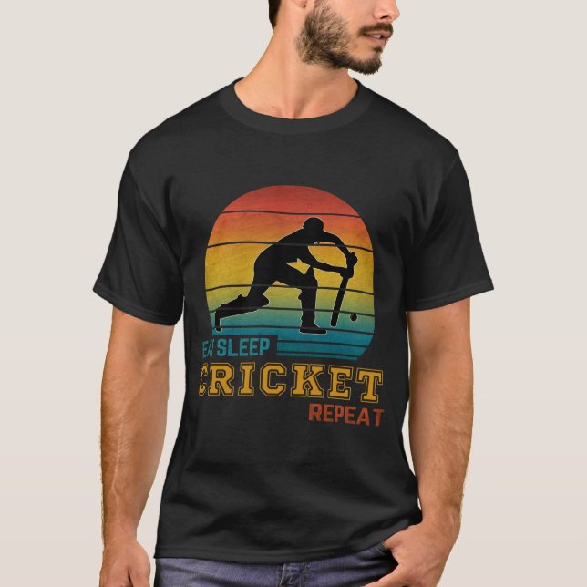 Eat Sleep Cricket Repeat  T-Shirt (Front)