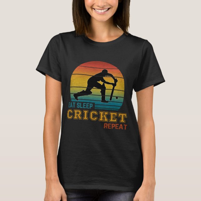 Eat Sleep Cricket Repeat  T-Shirt (Front)