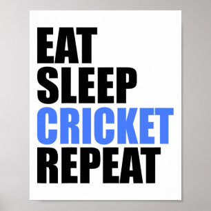 Eat Sleep Cricket Repeat Team League Amateur Profe Poster