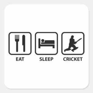Eat Sleep Cricket Square Sticker