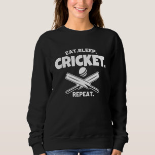 Eat Sleep Cricket Vintage Cricket Game Players Fie Sweatshirt