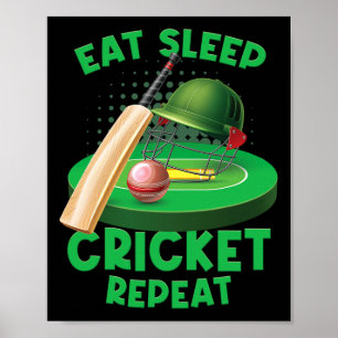 Eat Sleep Cricket Vintage Cricket Ll Game Field Po Poster