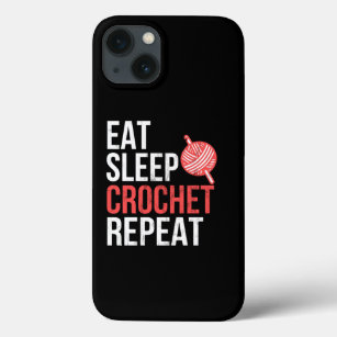 Eat Sleep Crochet Repeat Retro Sewing Embroidery iPhone 13 Case