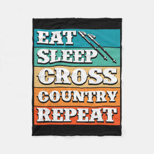 Eat Sleep Cross Country Repeat Skier Winter Sports Fleece Blanket