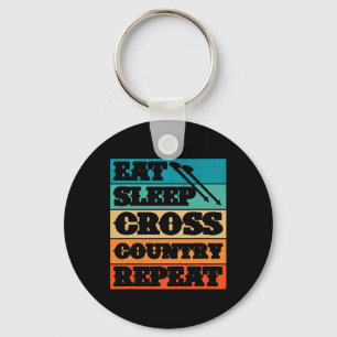 Eat Sleep Cross Country Repeat Skier Winter Sports Key Ring