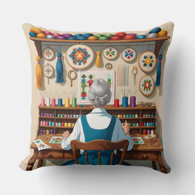 Eat.Sleep.Cross Stitch.Repeat- Gift for Stitchers  Cushion (Front)