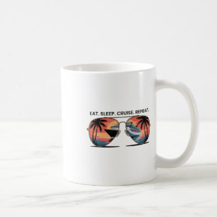 Eat Sleep Cruise Repeat Vacation Ship Ocean Sunset Coffee Mug
