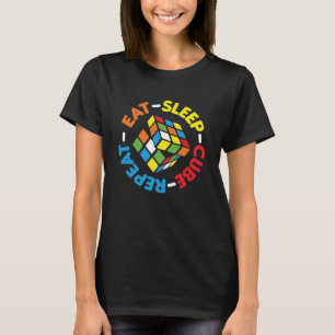 Eat Sleep Cube Repeat Funny Cubes Puzzle Speed T-Shirt