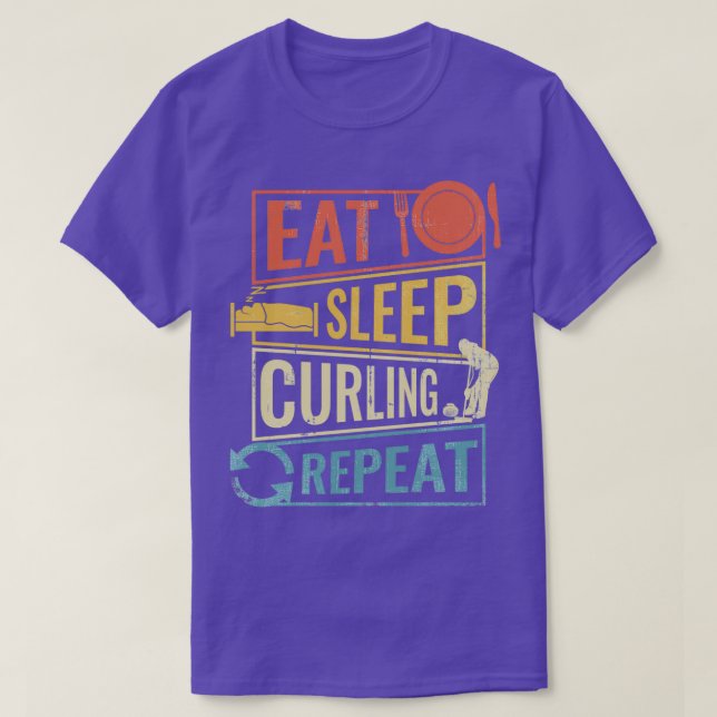 Eat Sleep Curling Repeat 12 T-Shirt (Design Front)