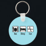 Eat Sleep Cut Hair Key Ring<br><div class="desc">A funny hair stylist gift for a hairdresser,  haircutter or barber who works on cutting hair every day. Eat Sleep Cut humor design for a hairstylist at a beauty salon. A fun cosmetology present for a beautician or cosmetologist who works with scissors.</div>