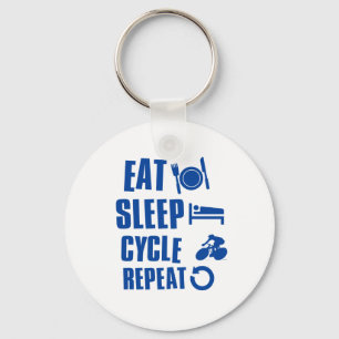 Eat sleep cycle key ring
