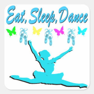 EAT, SLEEP, DANCE BALLERINA DESIGN SQUARE STICKER