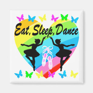 EAT, SLEEP, DANCE RAINBOW HEART AND BUTTERFLIES MAGNET
