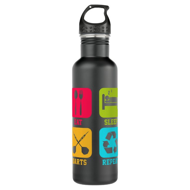 Eat Sleep Darts Repeat Dart Player Dart 180 Triple 710 Ml Water Bottle (Front)