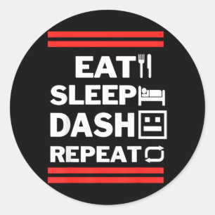 Eat Sleep Dash Repeat Video Game Classic Round Sticker