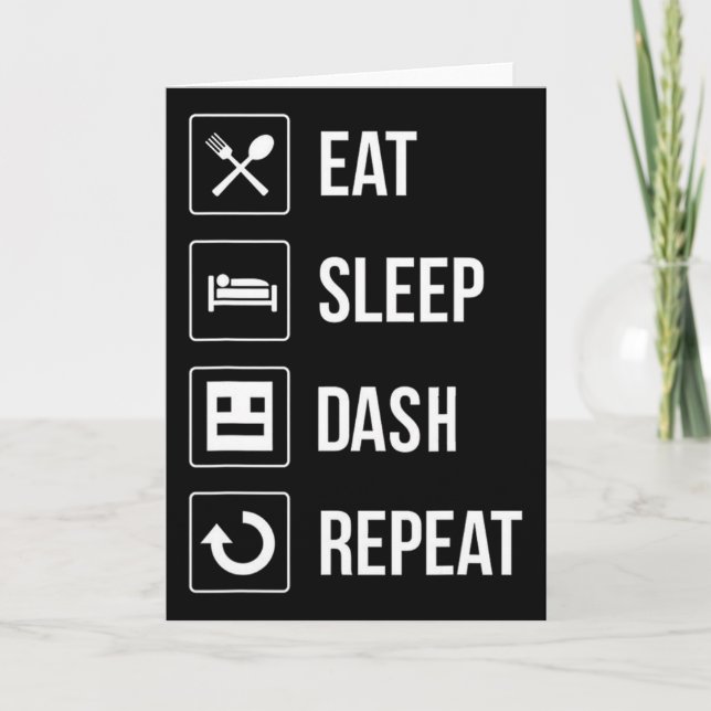Eat Sleep Dash Repeat Video Game Geometry Video Ga Card (Front)