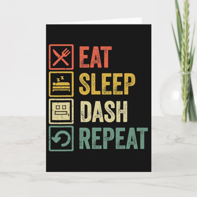 Eat Sleep Dash Repeat Video Game Geometry Video Ga Card (Front)