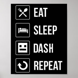 Eat Sleep Dash Repeat Video Game Geometry Video Ga Poster