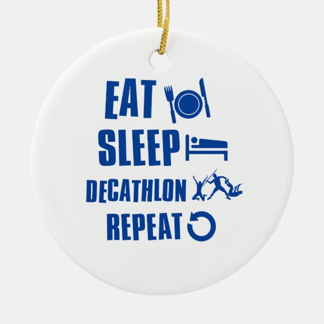 Eat sleep decathalon ceramic tree decoration (Front)
