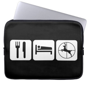 Eat Sleep Deer Hunt Funny Hunting Logo Laptop Sleeve