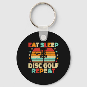 Eat Sleep Disc Golf Repeat Frisbee Disc Golf Lover Key Ring