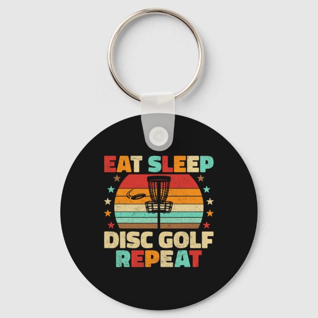 Eat Sleep Disc Golf Repeat Frisbee Disc Golf Lover Key Ring (Front)
