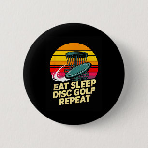 Eat Sleep Disc Golf Repeat Retro Sunset Sket 6 Cm Round Badge