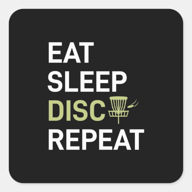Eat Sleep Disc Golf Repeat Square Sticker (Front)