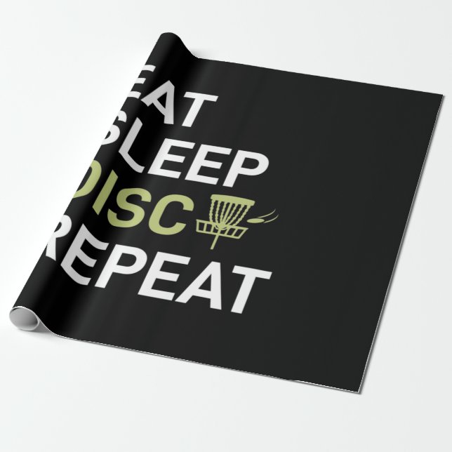 Eat Sleep Disc Golf Repeat Wrapping Paper (Unrolled)
