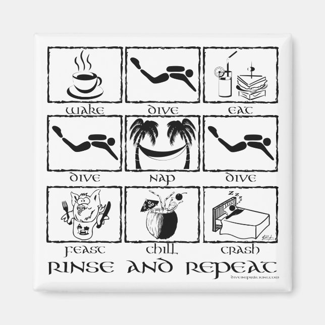 Eat Sleep Dive Rinse and Repeat Magnet (Front)