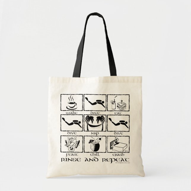 Eat Sleep Dive Rinse and Repeat Tote Bag (Front)