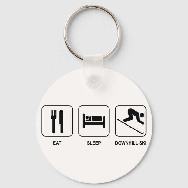 Eat Sleep Downhill Ski Key Ring (Front)
