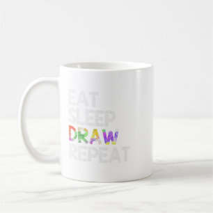 Eat Sleep Draw Repeat Funny Paint Sketching Drawin Coffee Mug