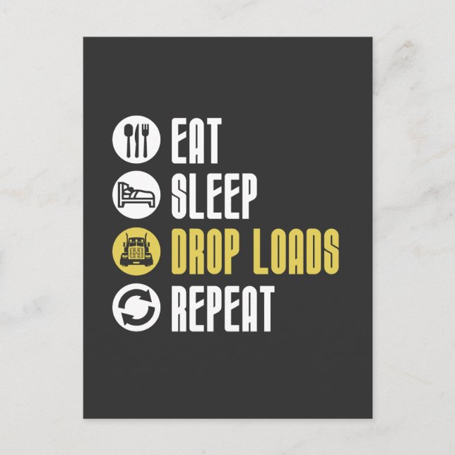 Eat Sleep Drop Loads Repeat Funny Trucker Postcard (Front)
