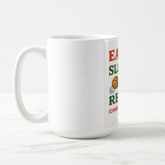 Eat Sleep Dunk Repeat - Funny Basketball Xmas  Coffee Mug (Left)