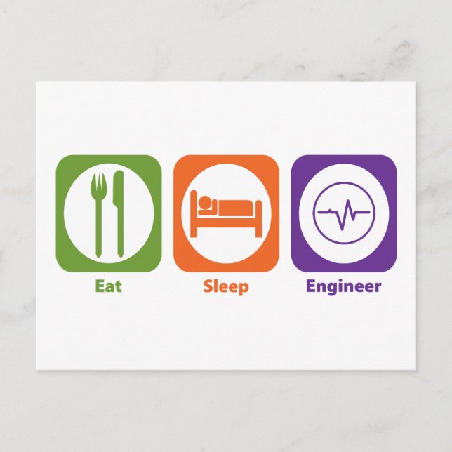 Eat Sleep Engineer Postcard (Front)